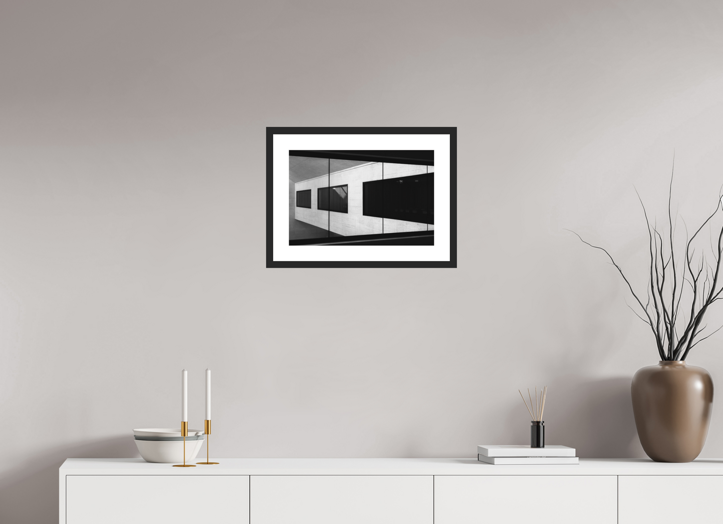 45 x 30 cm, Ilford Framed with Passepartout and Premium Glass Cabin - Schwarzweiß-Architekturfotografie - Hochwertiger Abzug in Galeriequalität