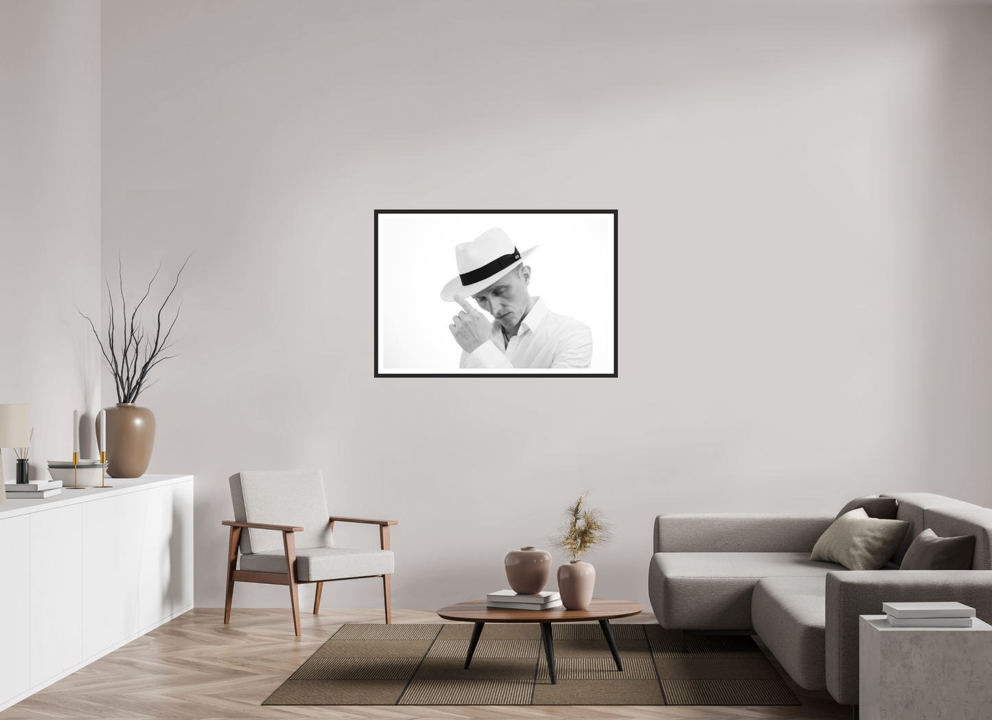 120 x 80 cm, Ilford on Aluminium, Framed with Border Contemplation - Schwarzweiß-Fotografie - Portrait - Hochwertiger Abzug in Galeriequalität