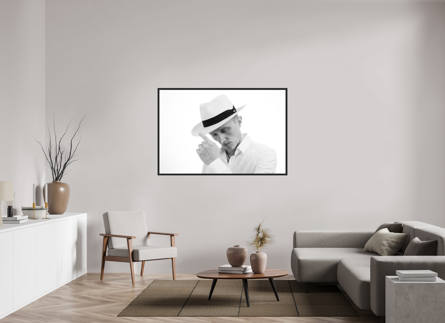 150 x 100 cm, Ilford on Aluminium, Framed Contemplation - Schwarzweiß-Fotografie - Portrait - Hochwertiger Abzug in Galeriequalität
