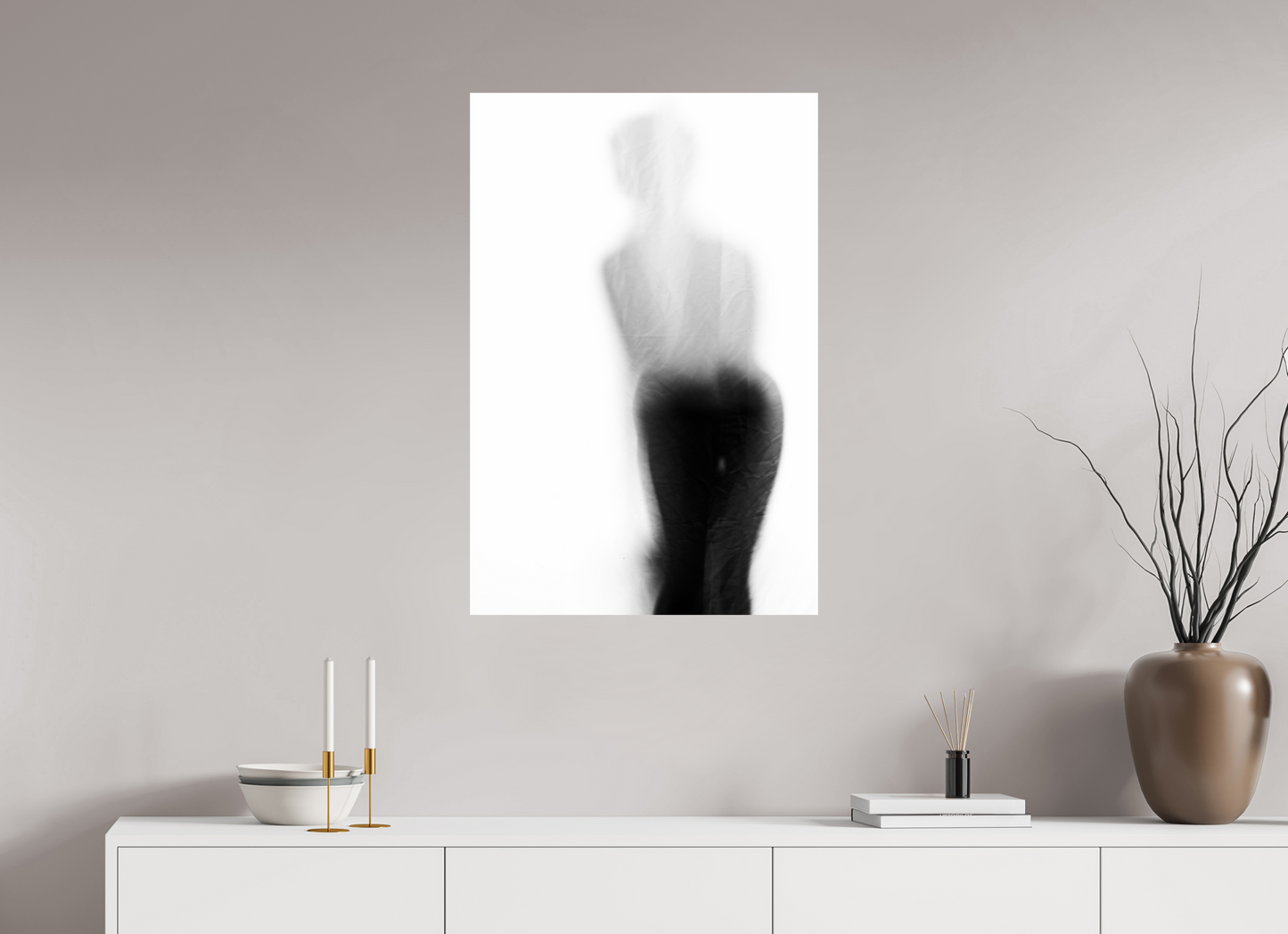 60 x 90 cm, Ilford Photo Print Veil - Abstrakte Schwarzweiß-Fotografie - Teilakt - Hochwertiger Abzug in Galeriequalität