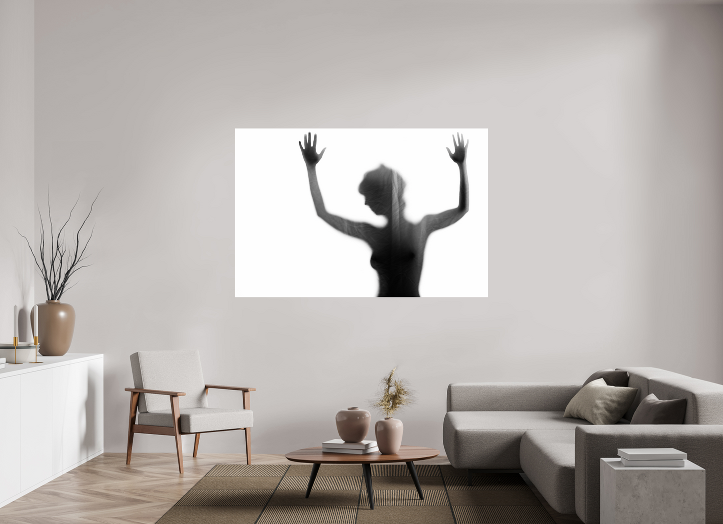 180 x 120 cm, Ilford Photo Print Veil III - Abstrakte Schwarzweiß-Fotografie - Teilakt - Hochwertiger Abzug in Galeriequalität