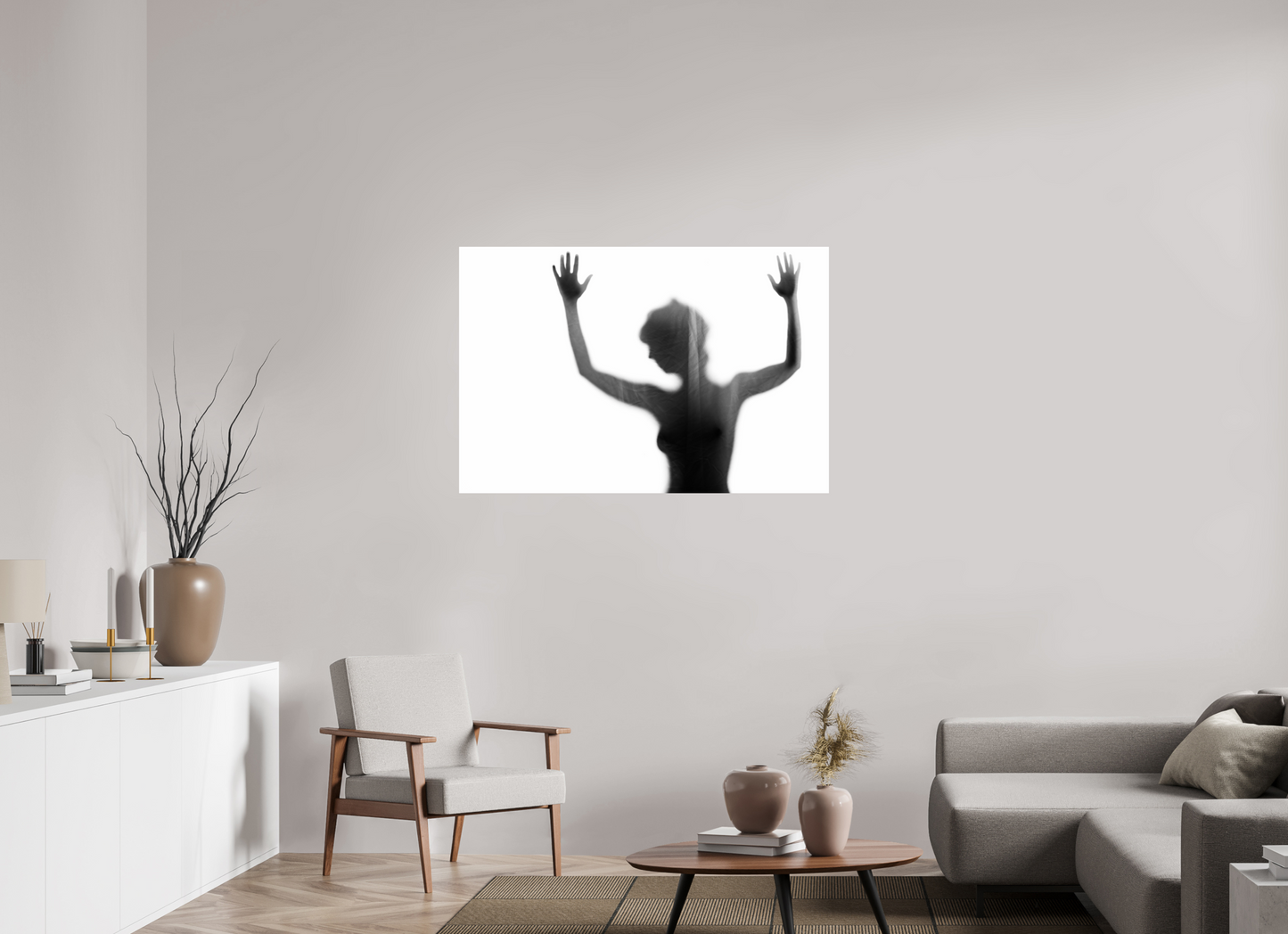 120 x 80 cm, Ilford Photo Print Veil III - Abstrakte Schwarzweiß-Fotografie - Teilakt - Hochwertiger Abzug in Galeriequalität