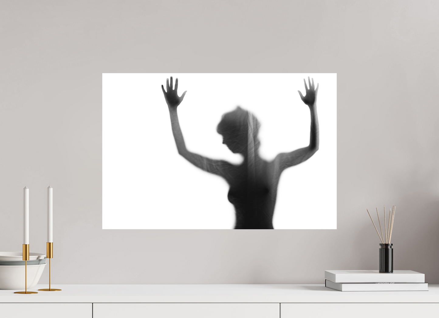 60 x 40 cm, Ilford on Aluminium Veil III - Abstrakte Schwarzweiß-Fotografie - Teilakt - Hochwertiger Abzug in Galeriequalität