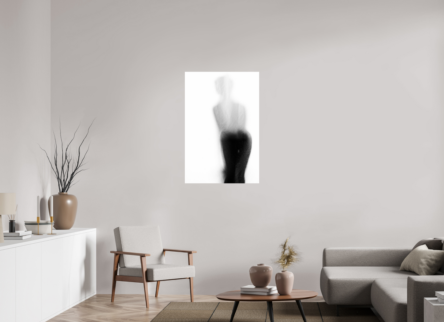 70 x 105 cm, Ilford Photo Print Veil - Abstrakte Schwarzweiß-Fotografie - Teilakt - Hochwertiger Abzug in Galeriequalität