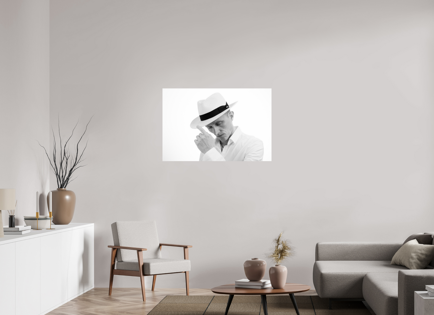 105 x 70 cm, Ilford Photo Print Contemplation - Schwarzweiß-Fotografie - Portrait - Hochwertiger Abzug in Galeriequalität