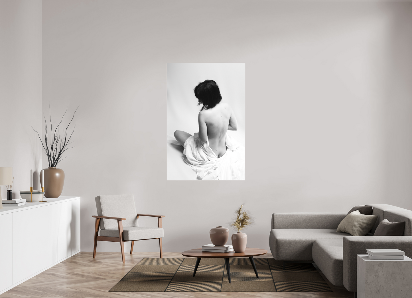 100 x 150 cm, Ilford on Aluminium behind Acrylic Glass Absent II - Schwarzweiß-Fotografie - Teilakt - Hochwertiger Abzug in Galeriequalität