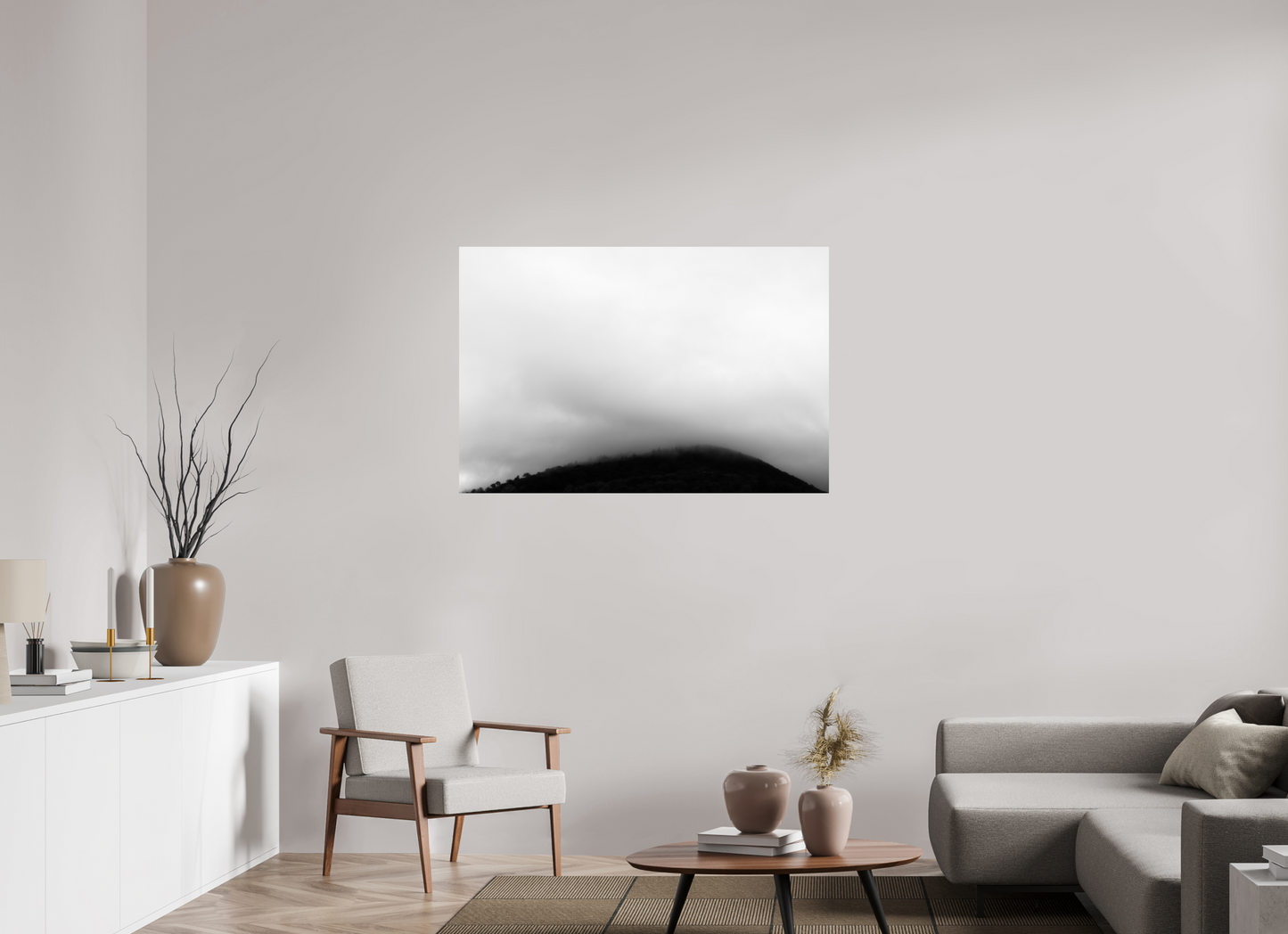 120 x 80 cm, Ilford Photo Print Haze II - Minimalistische Schwarzweiß-Landschaftsfotografie - Hochwertiger Abzug in Galeriequalität